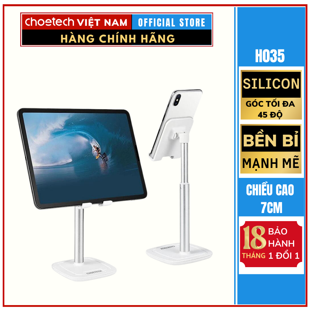 Giá đỡ điện thoại và máy tính bảng để bàn có thể điều chỉnh độ cao Choetech H035