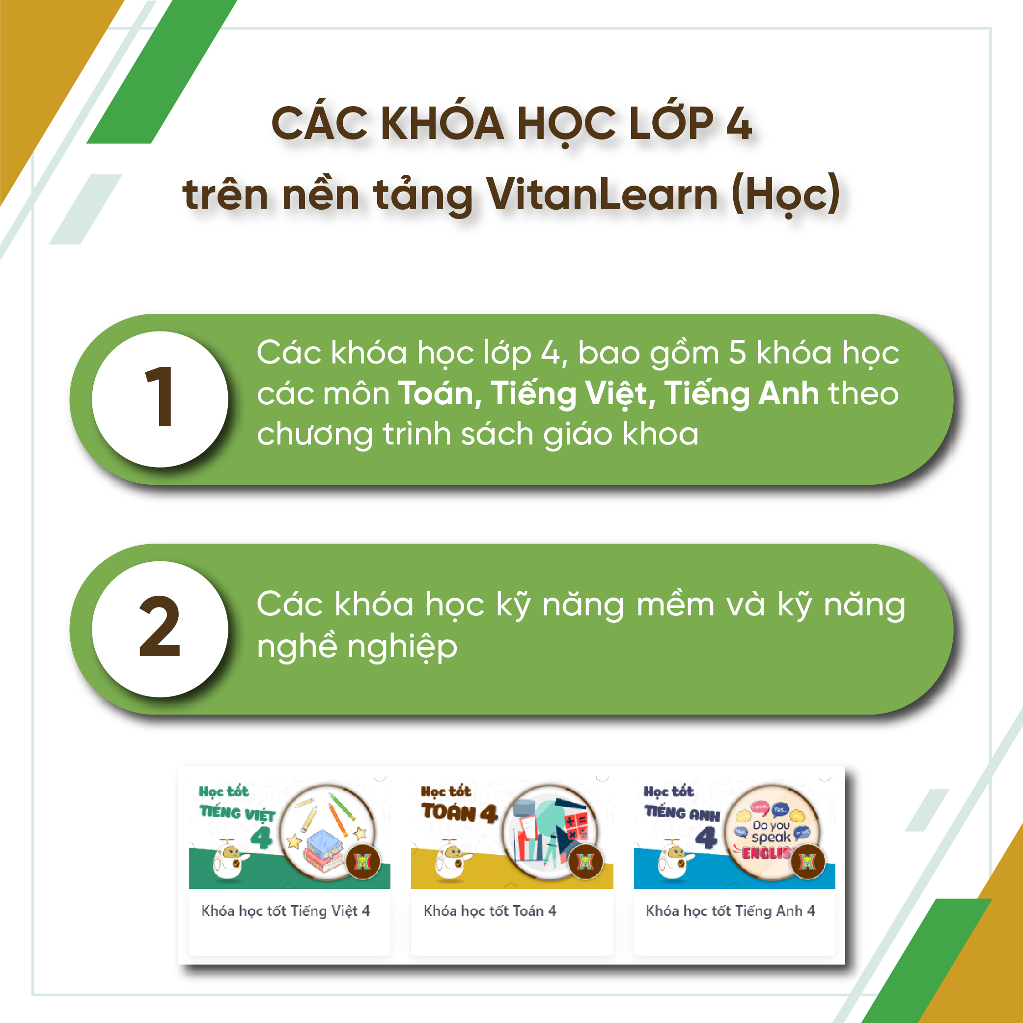 Bộ công cụ Học - Thi - Hướng nghiệp lớp 4, VitanEdu