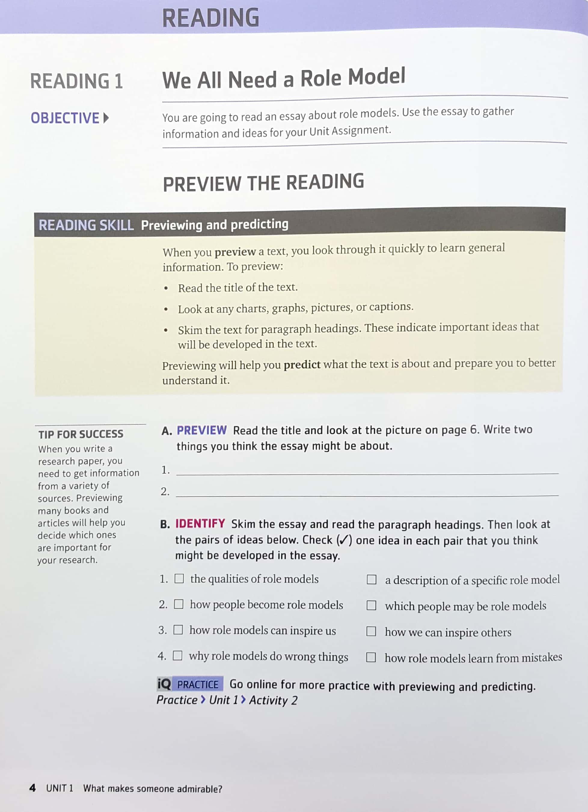 Q: Skills For Success: Level 4: Reading And Writing Student Book With iQ Online Practice - 3rd Edition