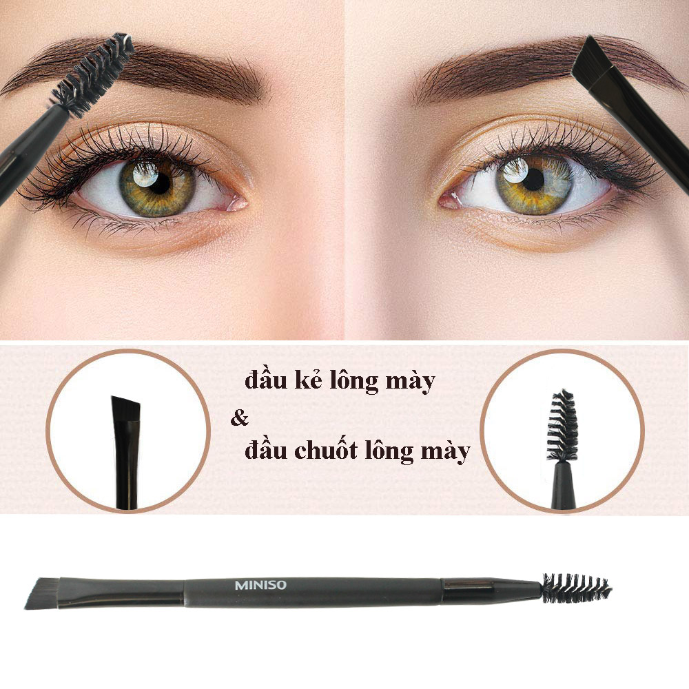 Cọ kẻ lông mày 2 đầu Nhật Bản chuyên nghiệp MINISO DUAL END EYEBROW BRUSH tạo dáng lông mày cong và sắc nét chính hãng - MNS095