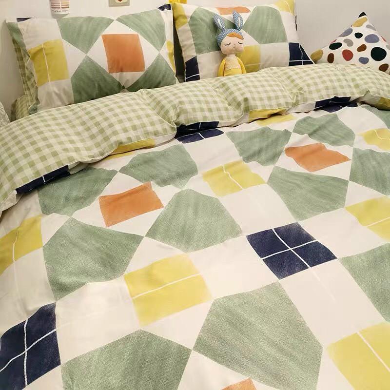 Bộ chăn ga gối Cotton poly M2T Bedding Hình khói ngũ sắc, vỏ chăn mền, drap nệm và 2 vỏ gối