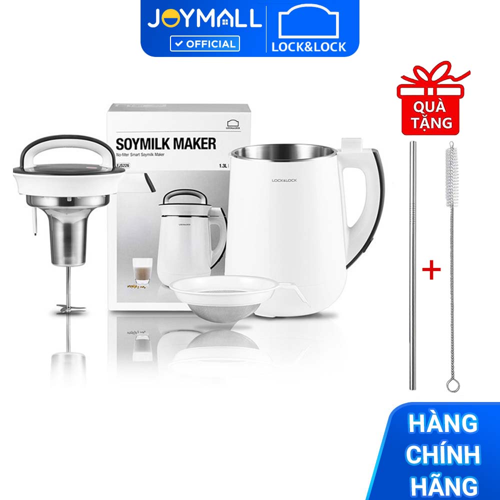 Máy Làm Sữa Đậu Nành, Sữa Hạt Lock&Lock EJS226 (1.3L) Hệ Thống Gia Nhiệt Tự Động Và Chống Tràn - Hàng Chính Hãng Tặng Combo Ống Hút + Cọ Rửa