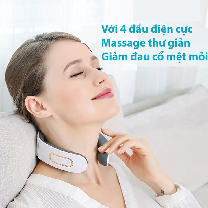 Máy massage cổ vai gáy 3D cao cấp ứng dụng xung điện matxa 6 chế độ, 9 mức cường độ, máy mát xa đốt sống cổ 4 đầu tiếp xúc