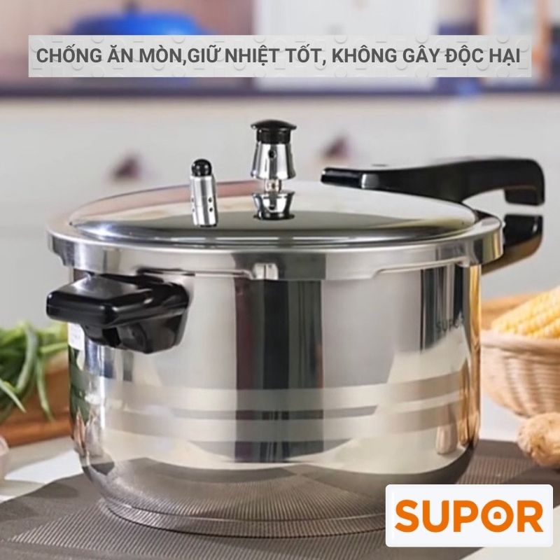 Nồi áp suất inox 304 hạn chế ăn mòn, giữ nhiệt bền lâu, an toàn cao cấp 3L Supor YS183FA1 (Bạc)