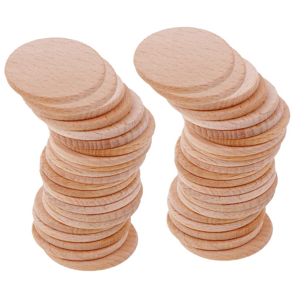 Pieces Blank Round Unfinished Wood Embellishments for Art DIY Crafts 36mm