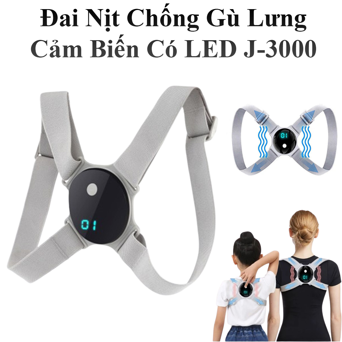 Đai Nịt Chống Gù Lưng Tự Động Nhắc Nhở Màn Hình Led J3000