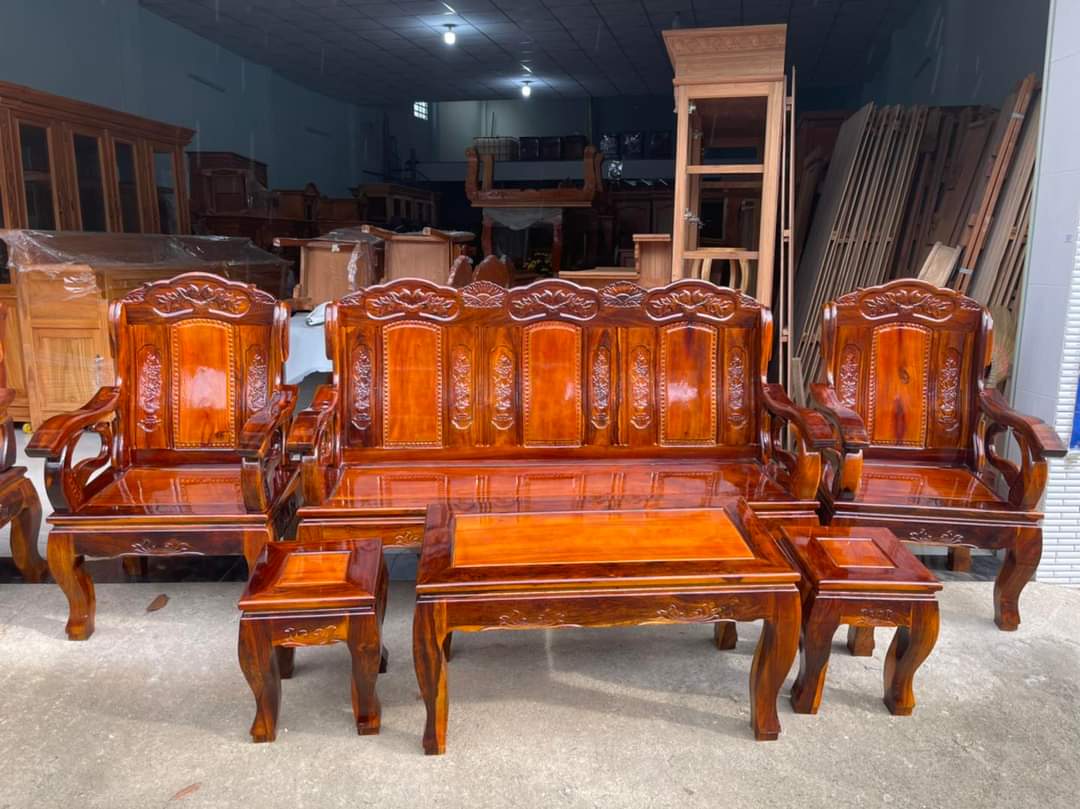 Bộ salon Hoàng Gia gỗ muồng 6 món tay 12