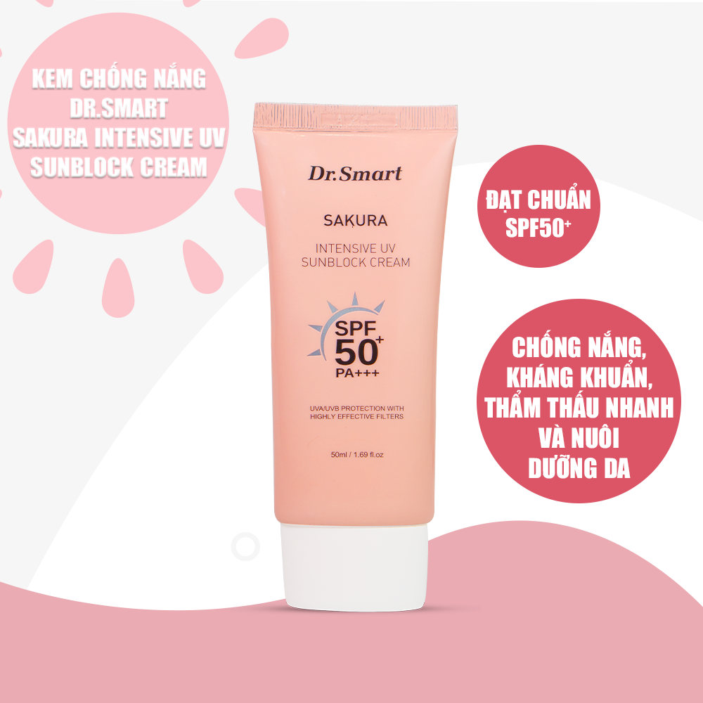 Kem chống nắng cấp ẩm Dr.Smart Sakura UV UNBLOCK SPF50+/PA+++ 50ml