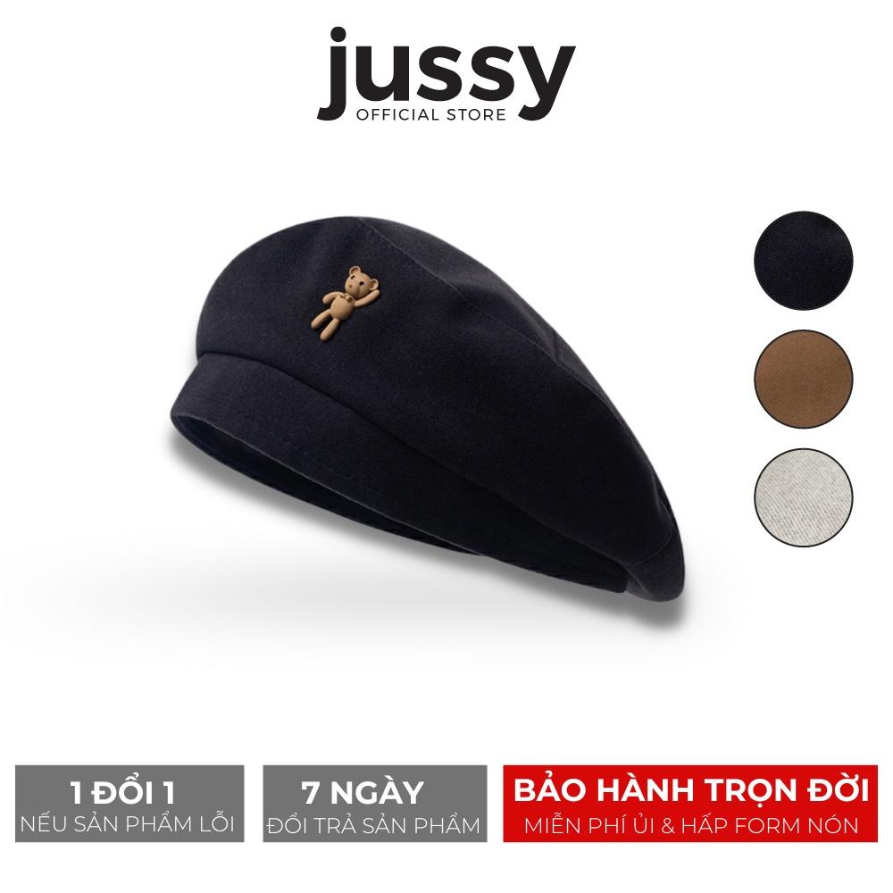 Mũ Nồi Icon Gấu Dễ Thương Jussy Fashion Mũ Beret Nữ Chất Vải Nỉ Phong Cách Vintage Nhiều Màu Sắc Hot Trend