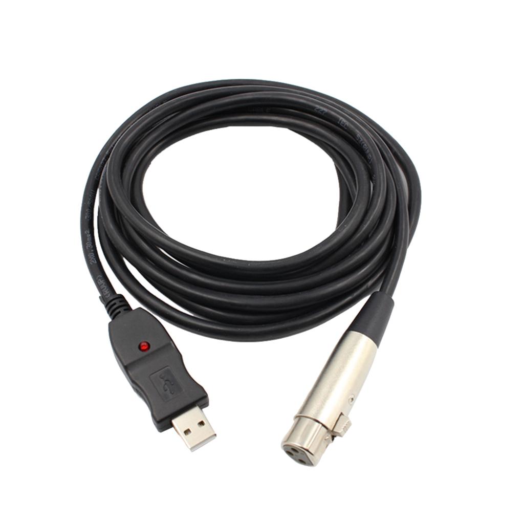 USB Microphone Cable USB Male-Female Mic Converter Studio Audio Line-Black