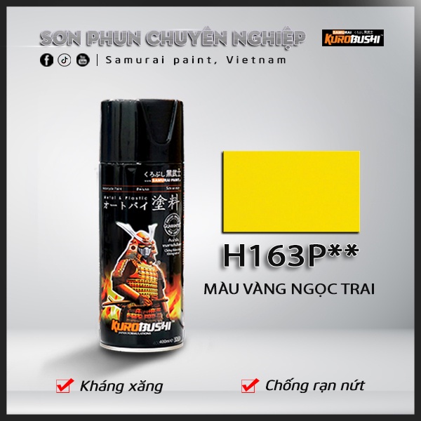 Sơn xịt Samurai Kurobushi - MÀU VÀNG H163P (400ml)