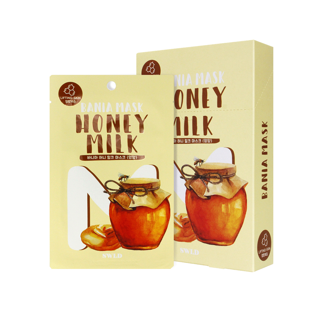 Mặt nạ dưỡng da chiết xuất mật ong SWLD Bania Mask Honey Milk - Hộp 10 miếng