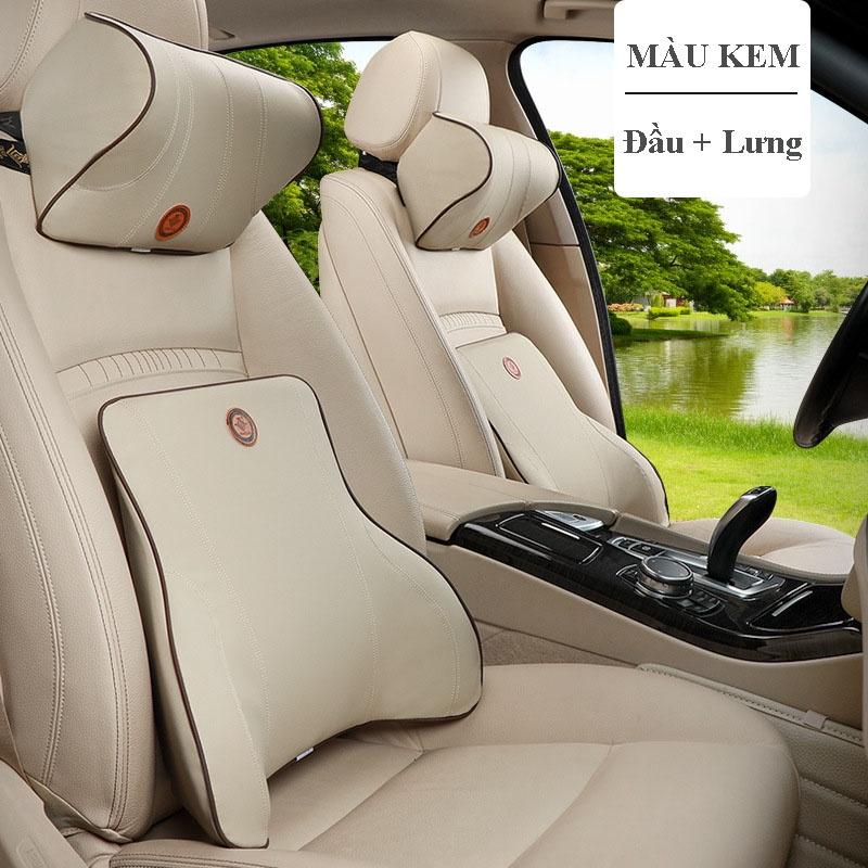 Bộ gối tựa lưng và tựa đầu ô tô cao su non cao cấp, thiết kế sang trọng, màu sắc trang nhã giúp giảm đau mỏi