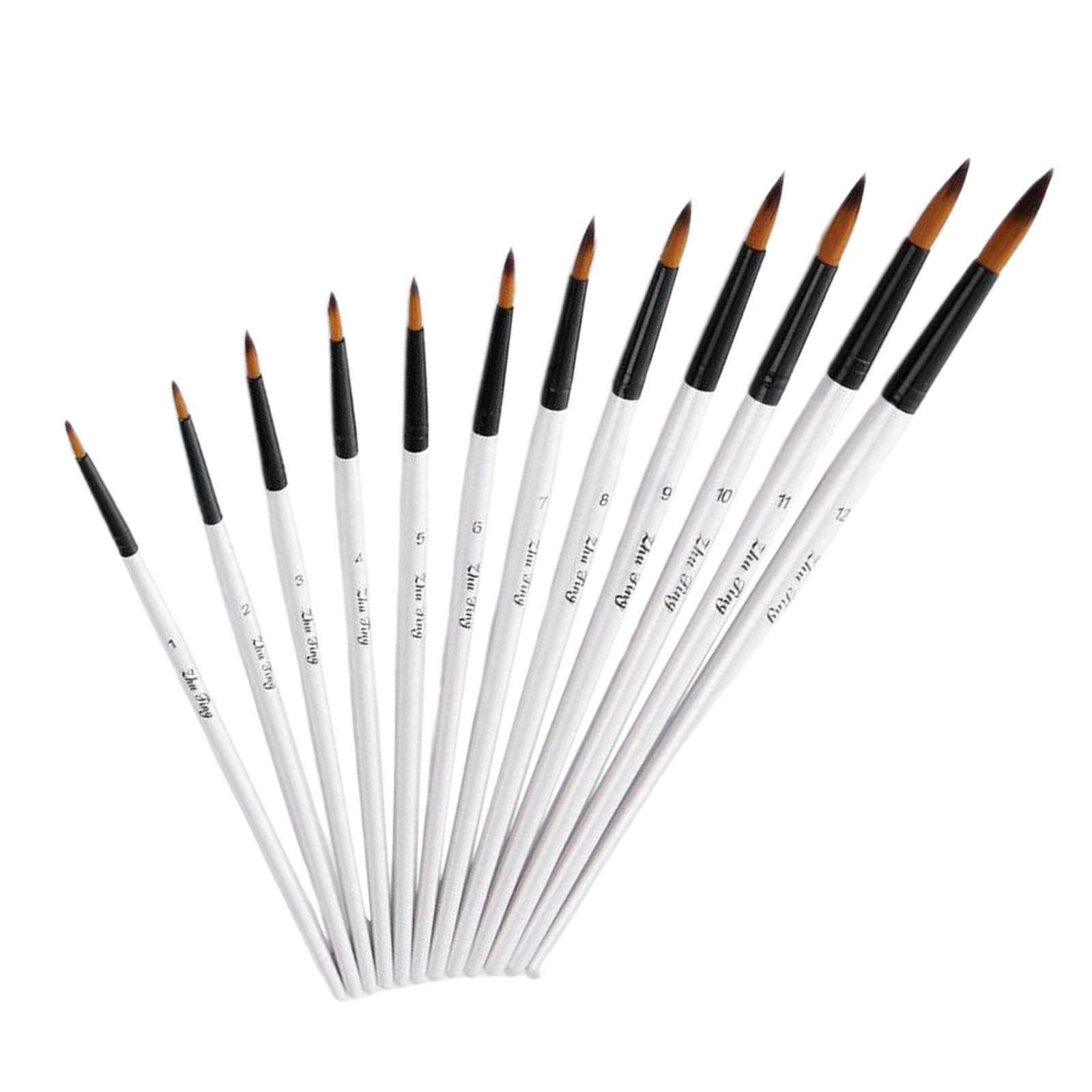 Paint Brushes Set,12Pcs Round Pointed Tip Paintbrushes Nylon Hair Artist Acrylic Paint Brushes for Acrylic Oil Watercolor, Face Nail Art,Rock Painting