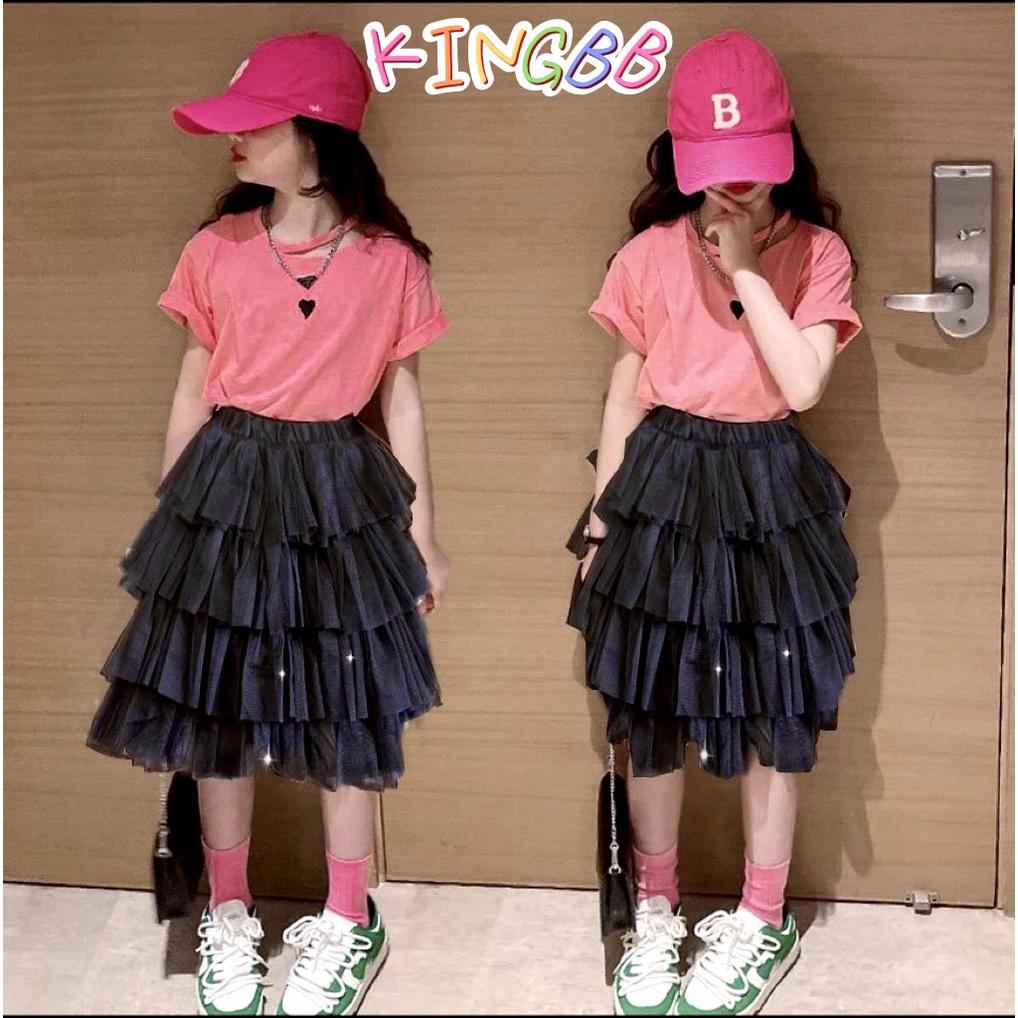 Chân váy màu trắng và đen cho bé gái phối đồ phong cách Hàn Quốc từ 12-40kg chất voan mềm mát