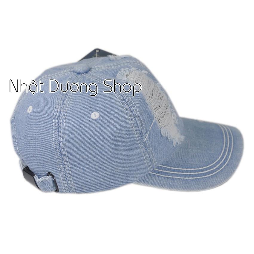 Nón kết jeans thời trang không thêu - Jean rách 2 bên