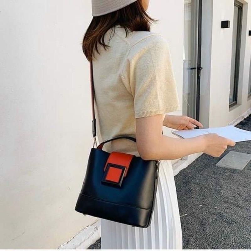 Túi Đeo Chéo Nữ Quai Thổ Cẩm Khoen Vuông