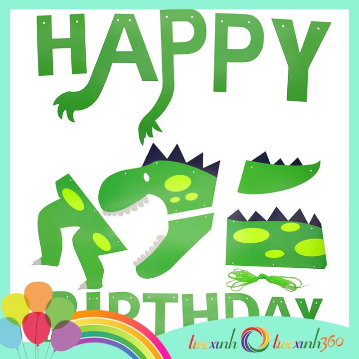 Dây chữ Happy Birthday trang trí sinh nhật chủ đề khủng long