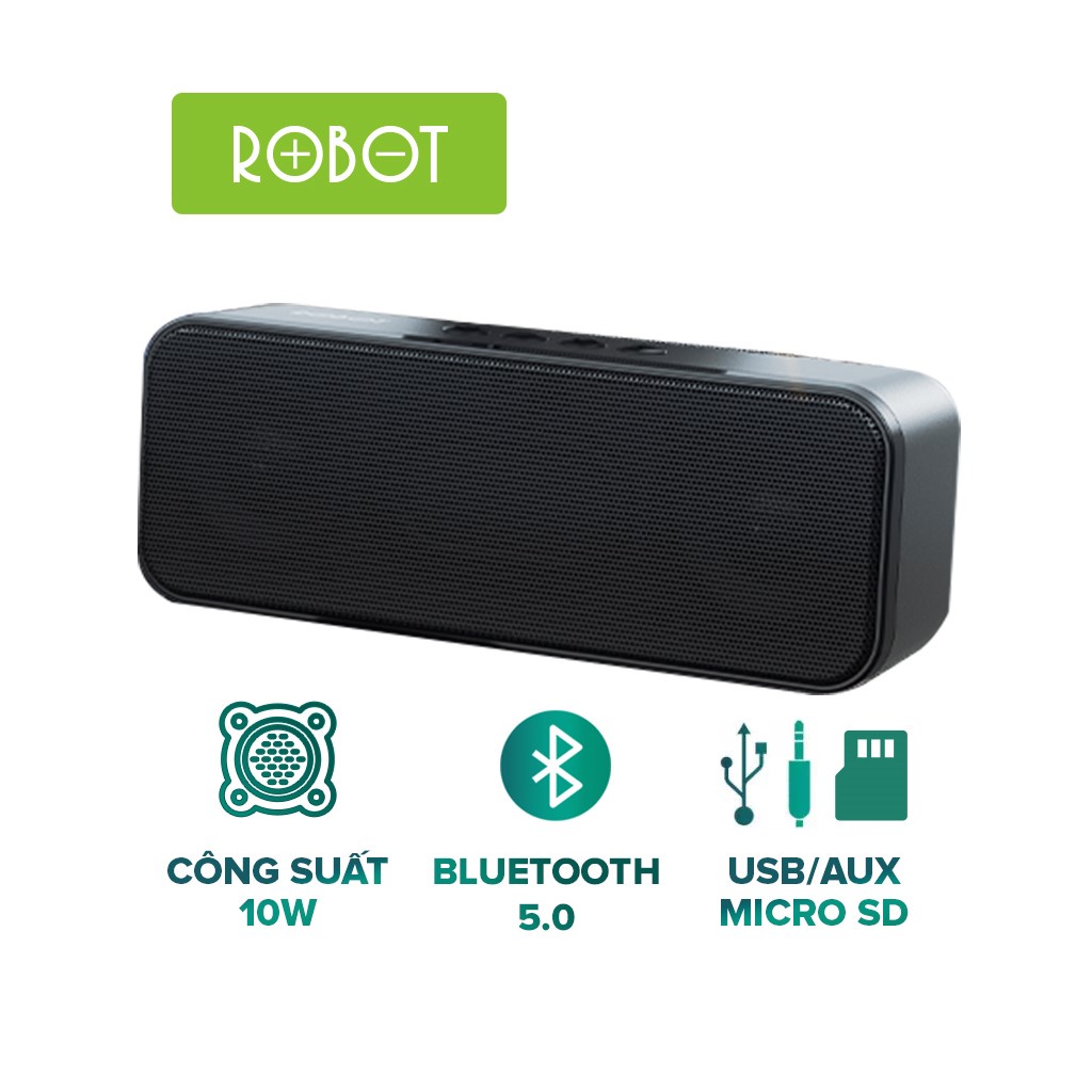 Loa Bluetooth ROBOT RB520 Công Suất 10W 1200mAh Âm Bass Sống Động Hỗ Trợ Kết Nối Cổng USB/AUX Thẻ Nhớ - Hàng Chính Hãng