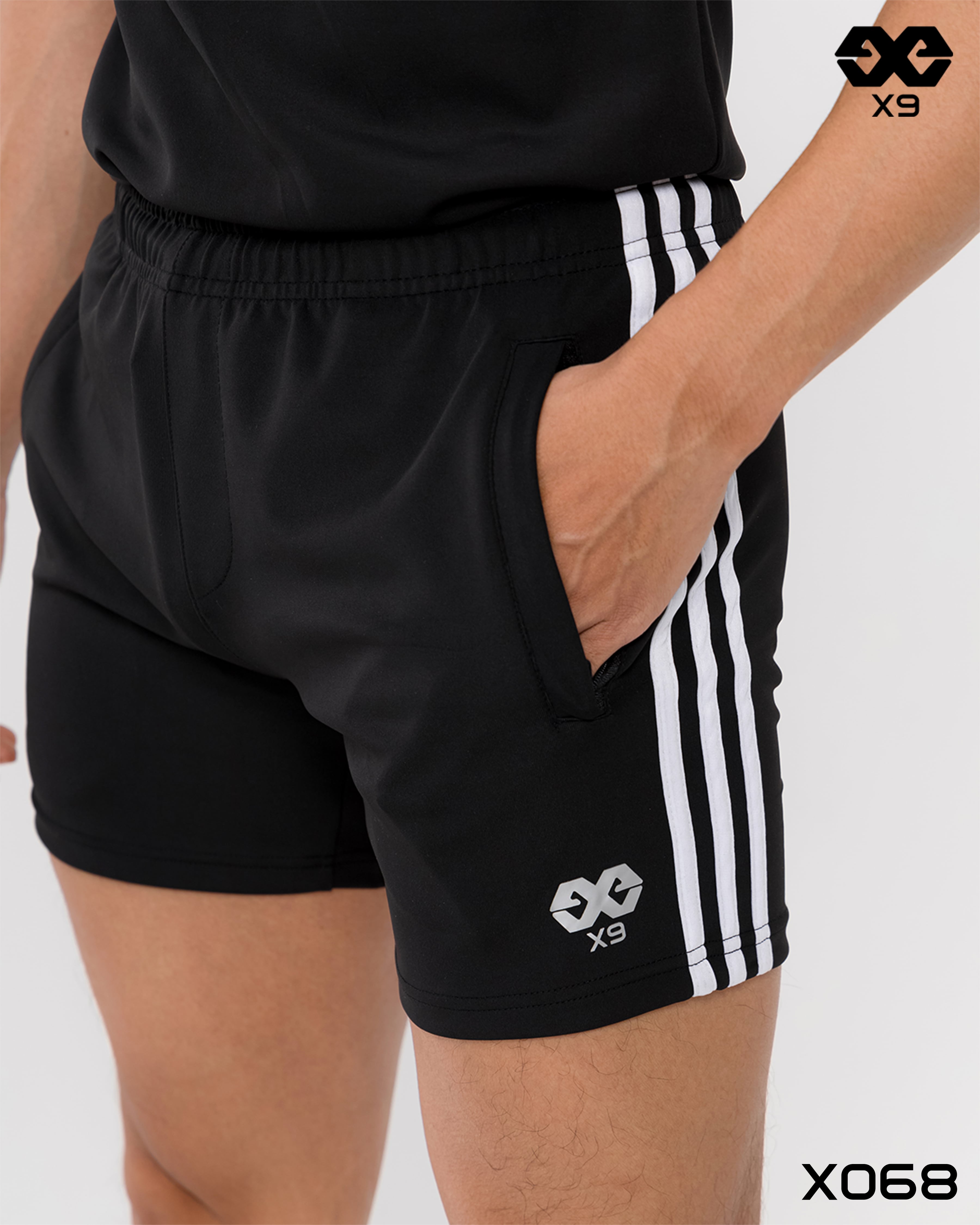 Quần Short Thun Nam Thể Thao 3 Sọc Tập Gym Chạy Bộ Ngắn Ngang Đùi Ôm Bó Sát - X068 - X9 Sportswear