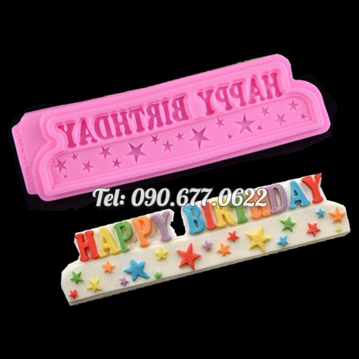 Khuôn silicone làm rau câu, socola chúc mừng sinh nhật Happy Birthday - Mã số 1192