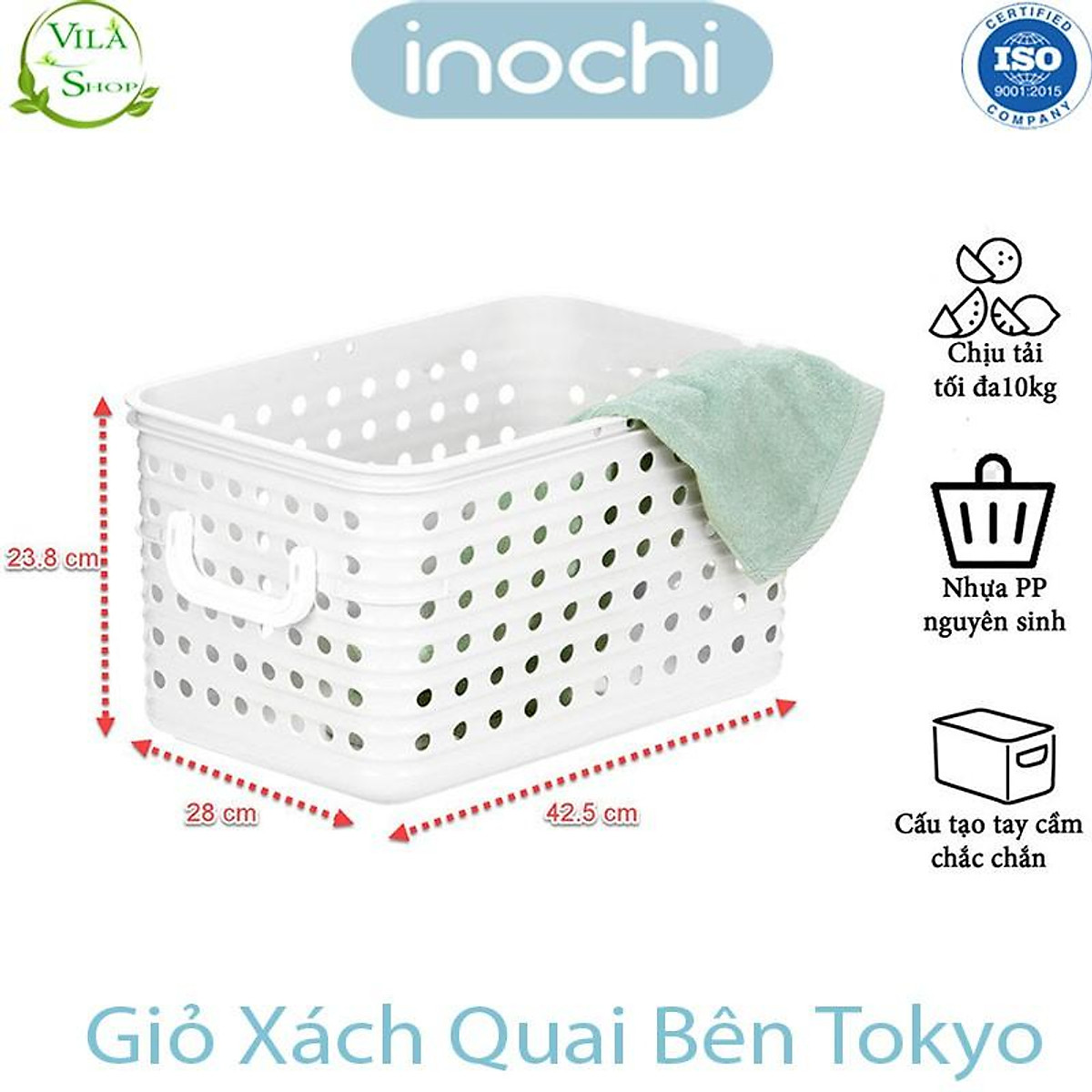 Giỏ Đựng Quần Áo , Vật Dụng Đa Năng Có Quai Xách 2 Bên - Hàng Chính Hãng inochi