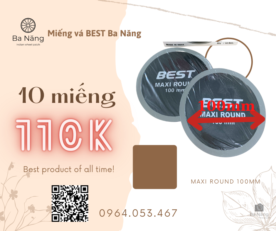 Miếng vá săm, lốp (ruột xe) máy, ôtô hình tròn - Kích thước 100mm