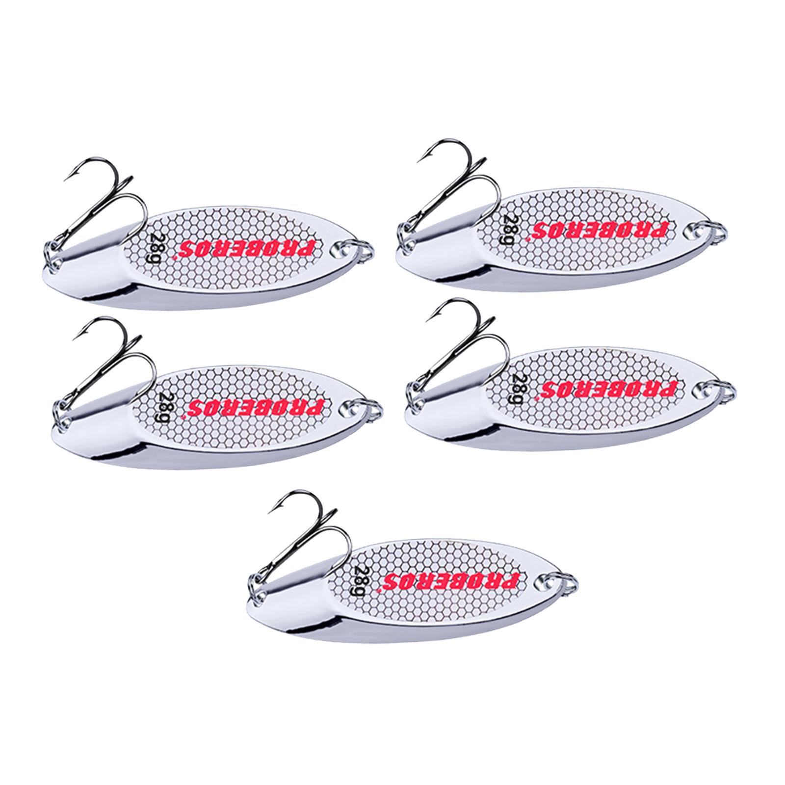 5 Pieces Fishing Spoons Lures Jigging Baits Hard with  Hooks Metal Casting Spoons Bass Baits and Lures for Trout Pike Fishing Equipment