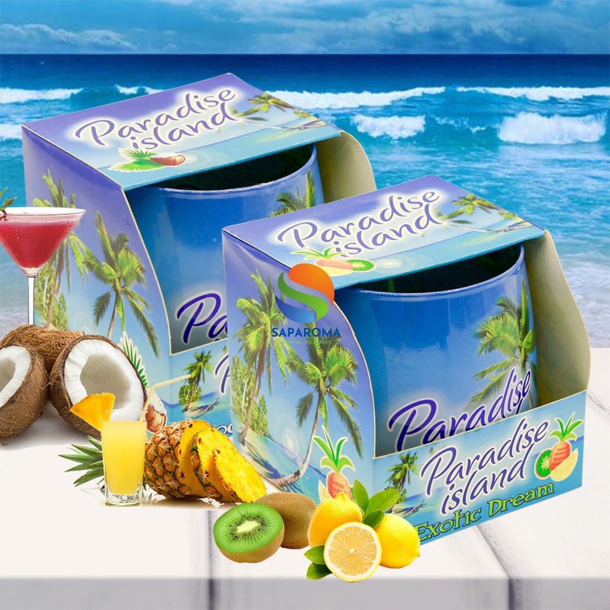 Combo 2 ly nến thơm tinh dầu Bartek Paradise Island 100g - hương gió biển, nến trang trí, thơm phòng, thư giãn, Hỗ trợ khử mùi