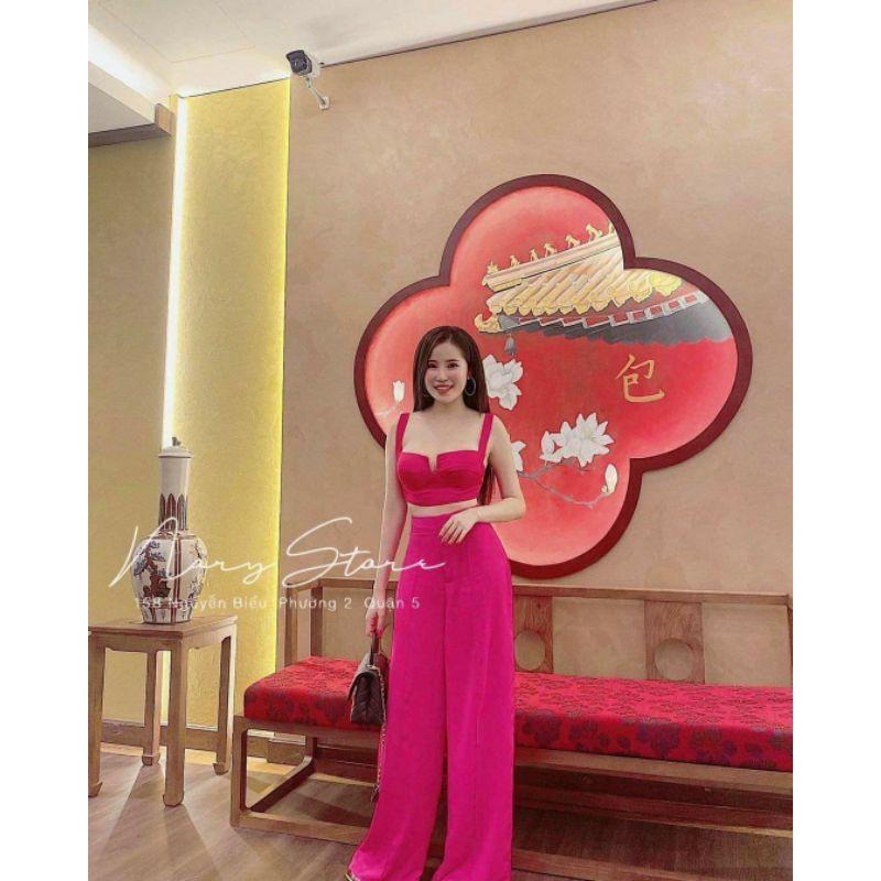Sét áo croptop 2 dây quần suông