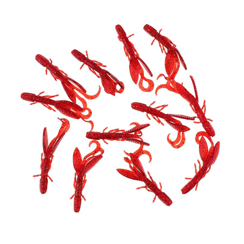 12pcs Soft Worm Lures Shrimp Artificial Fishing Baits Fast Sinking Lobster Crankbaits