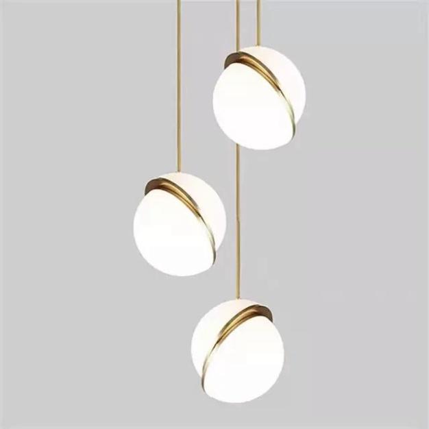Đèn thả tròn 2 nửa uốn lượn phong thái Bắc Âu, thiết kế hiện đại, uy quyền - khuyến mại bóng led DT