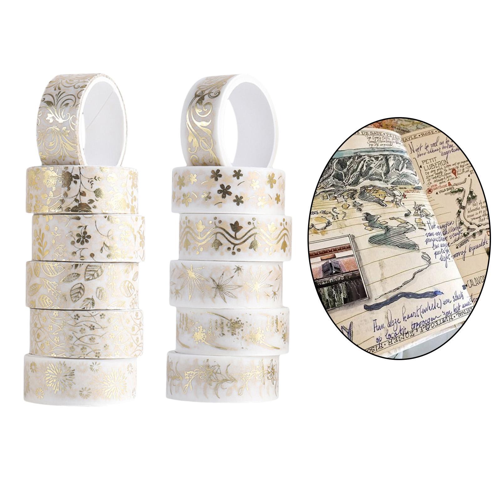 2x 12 Rolls Bronzing Washi Tape Set Retro Flowers And Plants Decorative Masking Tape Scrapbook Tape for DIY Craft Art Gift Wrapping