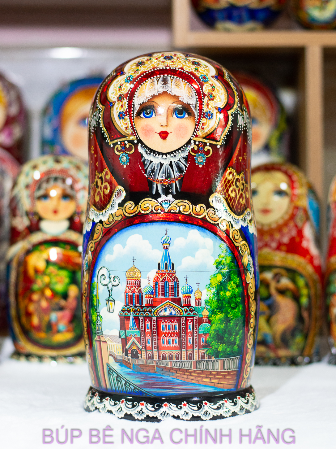 BỘ BÚP BÊ NGA CAO CẤP 10 LỚP 26CM HOA VĂN "PHONG CẢNH SAINT PETERSBURG" CỰC ĐẸP VÀ SANG TRỌNG, ĐỘC ĐÁO