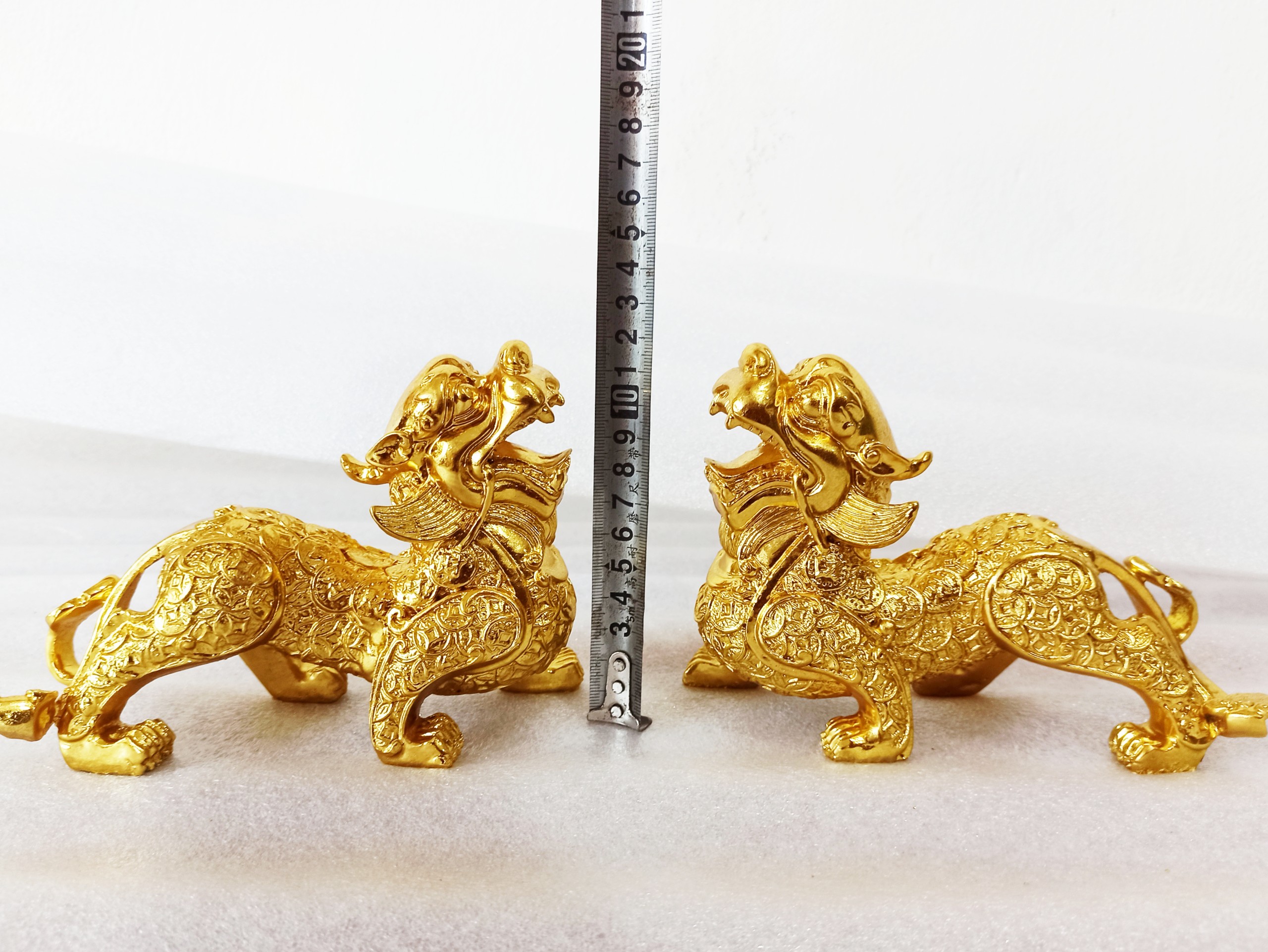 Đôi tỳ hưu kim tiền bằng đồng dát vàng, Cặp Tỳ Hưu Kim Tiền Phong Thủy Tài Lộc Bằng Đồng Dát Vàng Cao Cấp