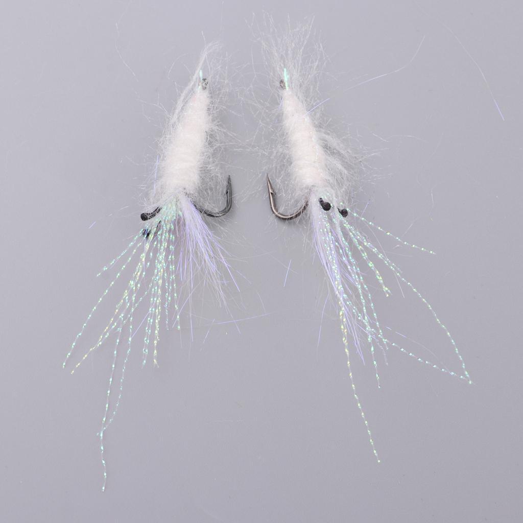 4 pcs Lure Bionic Feathers Fly Hook Freshwater Plush Shrimp Artificial Bait