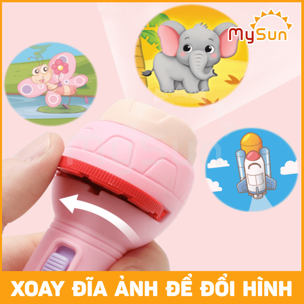 Đèn pin đồ chơi chiếu 24 - 56 hình con vật kể chuyện cho bé.