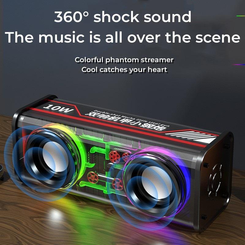 Loa Bluetooth không dây Mecha trong suốt Âm thanh Ánh sáng Rhythm Loa siêu trầm TWS Stereo Máy nghe nhạc Cyberpunk Hộp âm thanh Super Bass Màu sắc: Trắng