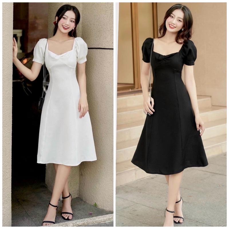 Đầm xòe Thiết Kế Cao Cấp Đi Chơi Dự Tiệc Cưới Đẹp Sang Trọng Đầm xoắn cổ 2 màu