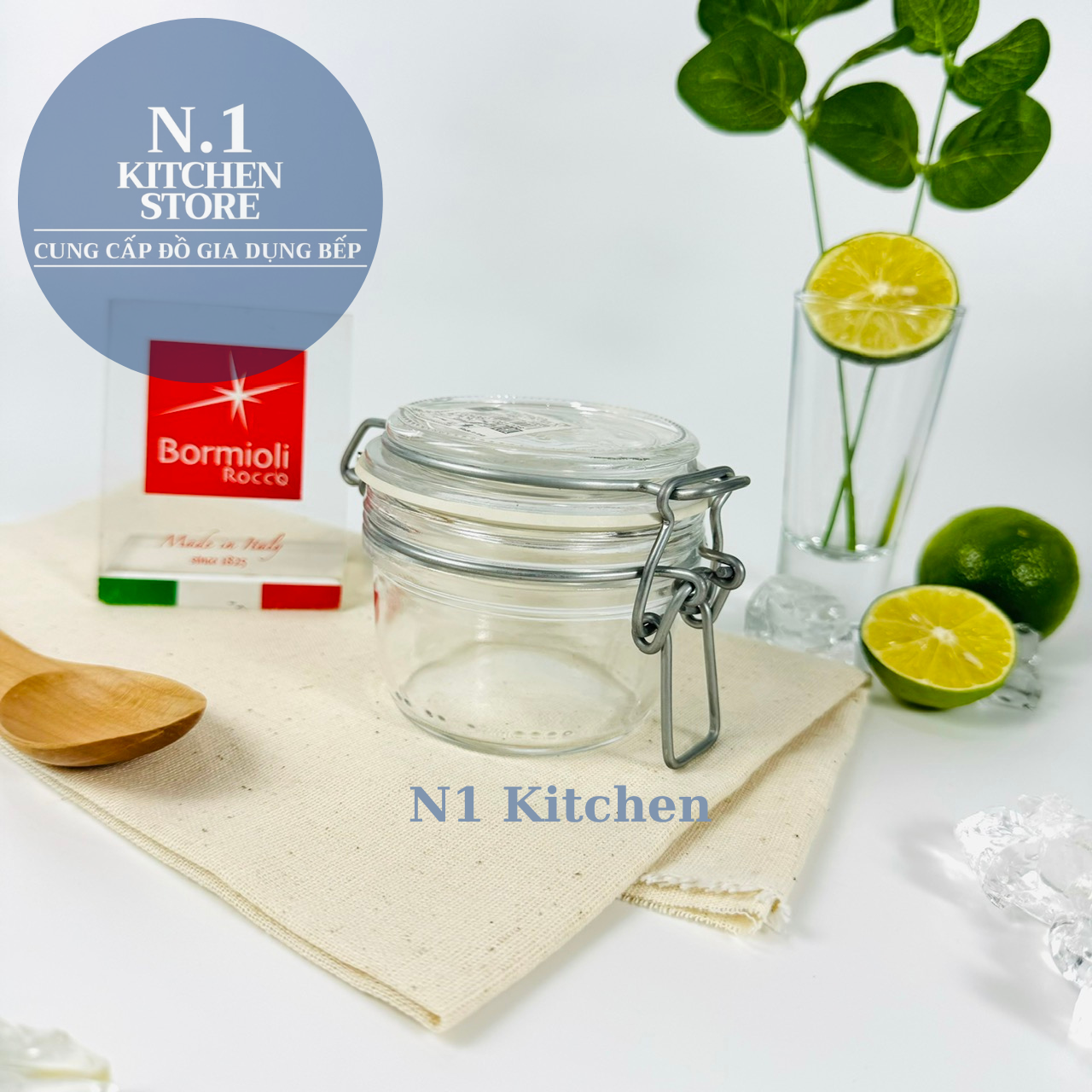 Fido hũ thủy tinh nắp cài kín hơi 130ml Bormioli Rocco - Hàng chính hãng