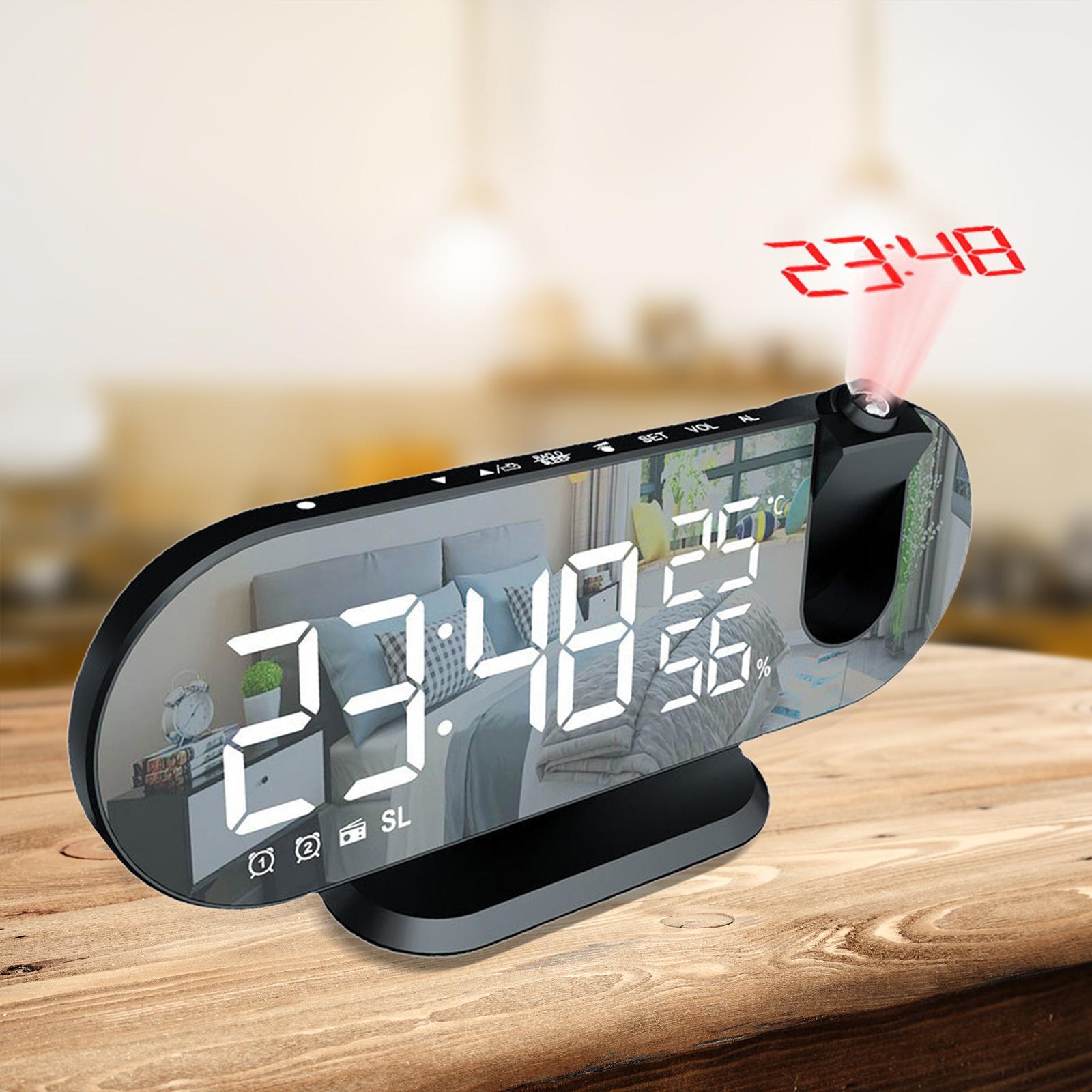 LED Digital Projection Alarm Time Clock Snooze Bedside