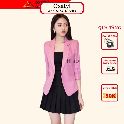 Hình ảnh Áo Vest nữ công sở Oxatyl M003 tay lỡ 1 lớp chất liệu vải mềm mịn cao cấp