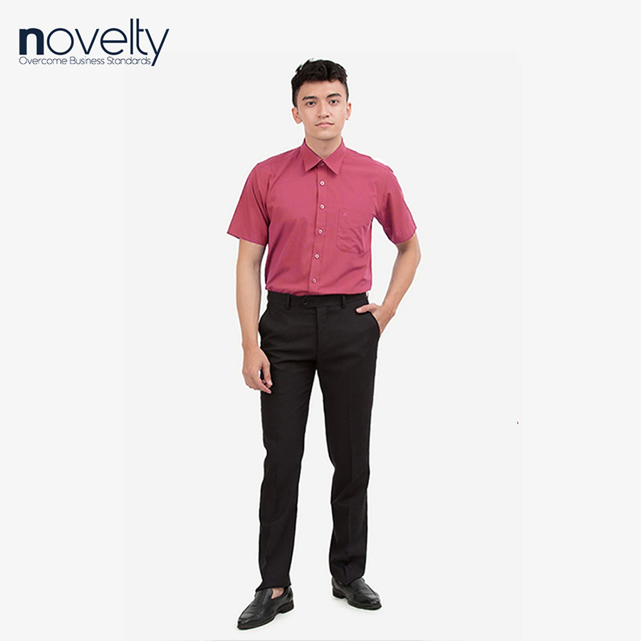 Áo sơ mi nam Slim fit ngắn tay hồng đậm 170284N