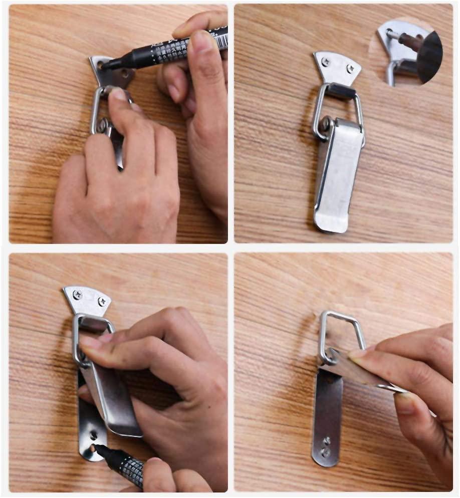 12 cái Chốt mui xe, Chốt đòn bẩy, Chốt lò xo, Chốt lò xo chuyển đổi Chốt lò xo với móc Chốt lò xo bằng thép không gỉ cho tủ, hộp, ngăn kéo, tủ