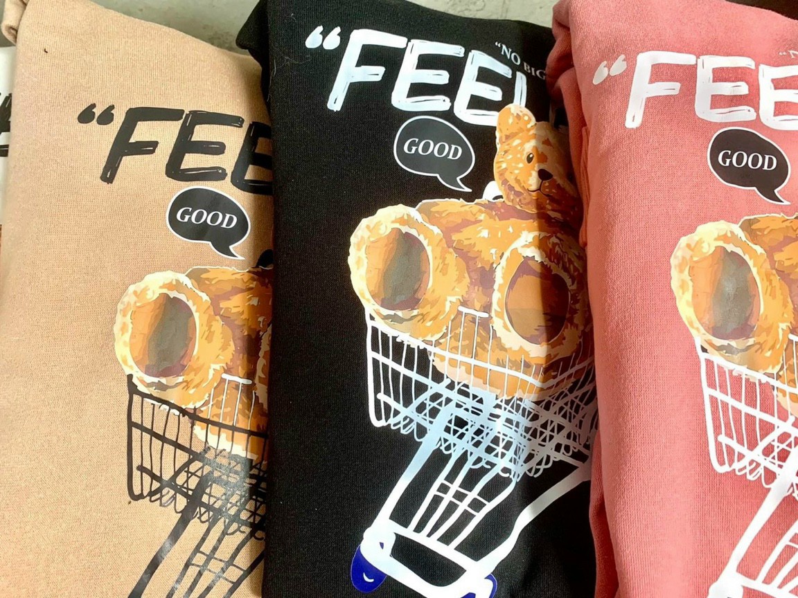 Áo Hoodie Nỉ Lót Bông form rộng Gấu Feel Good (nam nữ đều mặc đc), Áo Hoodie GYG Unisex Feel Good No Big Deal Form Rộng Oversize Phong Cách Hàn Quốc