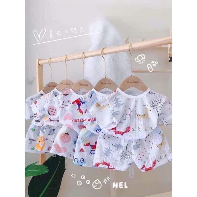 set cộc cooton thông hơi bé trai,, bé gái,, size:3-14kg