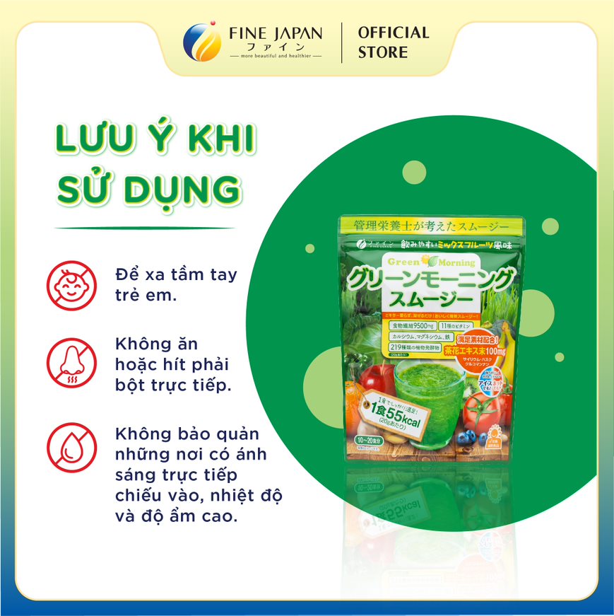 Bột Lúa Mạch Và Rau Củ Bổ Sung Chất Đẹp Da Fine Japan Green Morning Smoothie Gói 200g