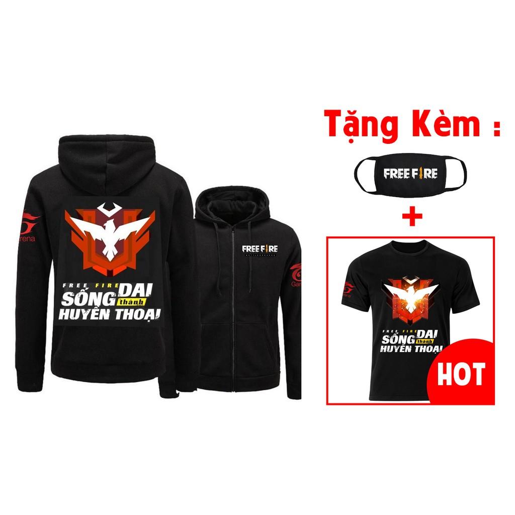 Áo hoodie đen Free Fire Rank HT