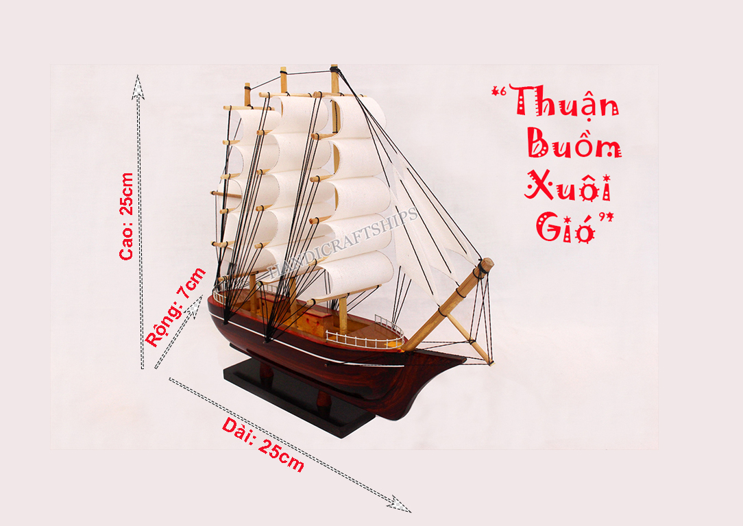 Mô hình thuyền buồm trang trí trắng 25cm