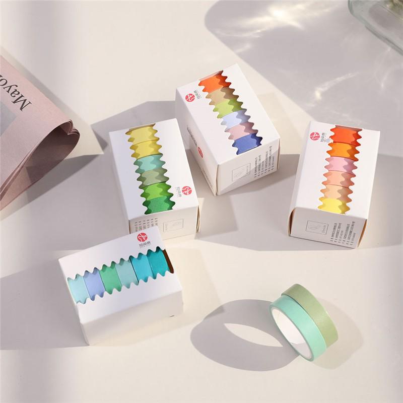 Set 6 cuộn washi tape màu trơn trang trí sổ (Songdao mẫu mới)